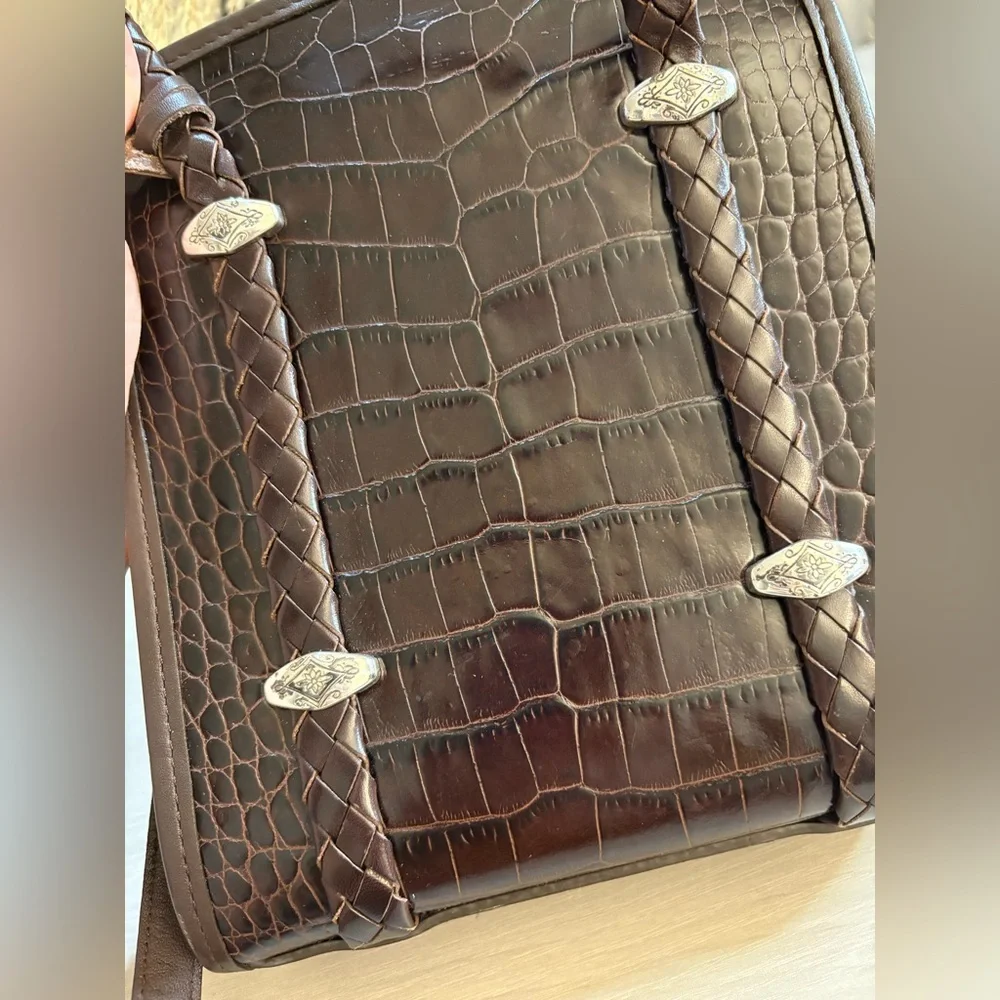 Brighton Croc-Embossed‎ Leather Crossbody Bag 7.5